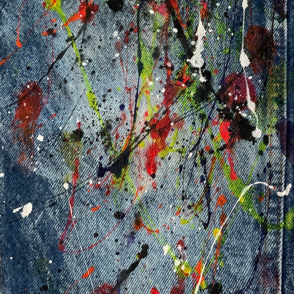 Hand Painted Vintage Jeans - Abstract Splatter Design - Picture 6 of 11